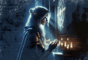 Valyndra Moonshroud – Lunar Priestess of the Allfaiths Shrine